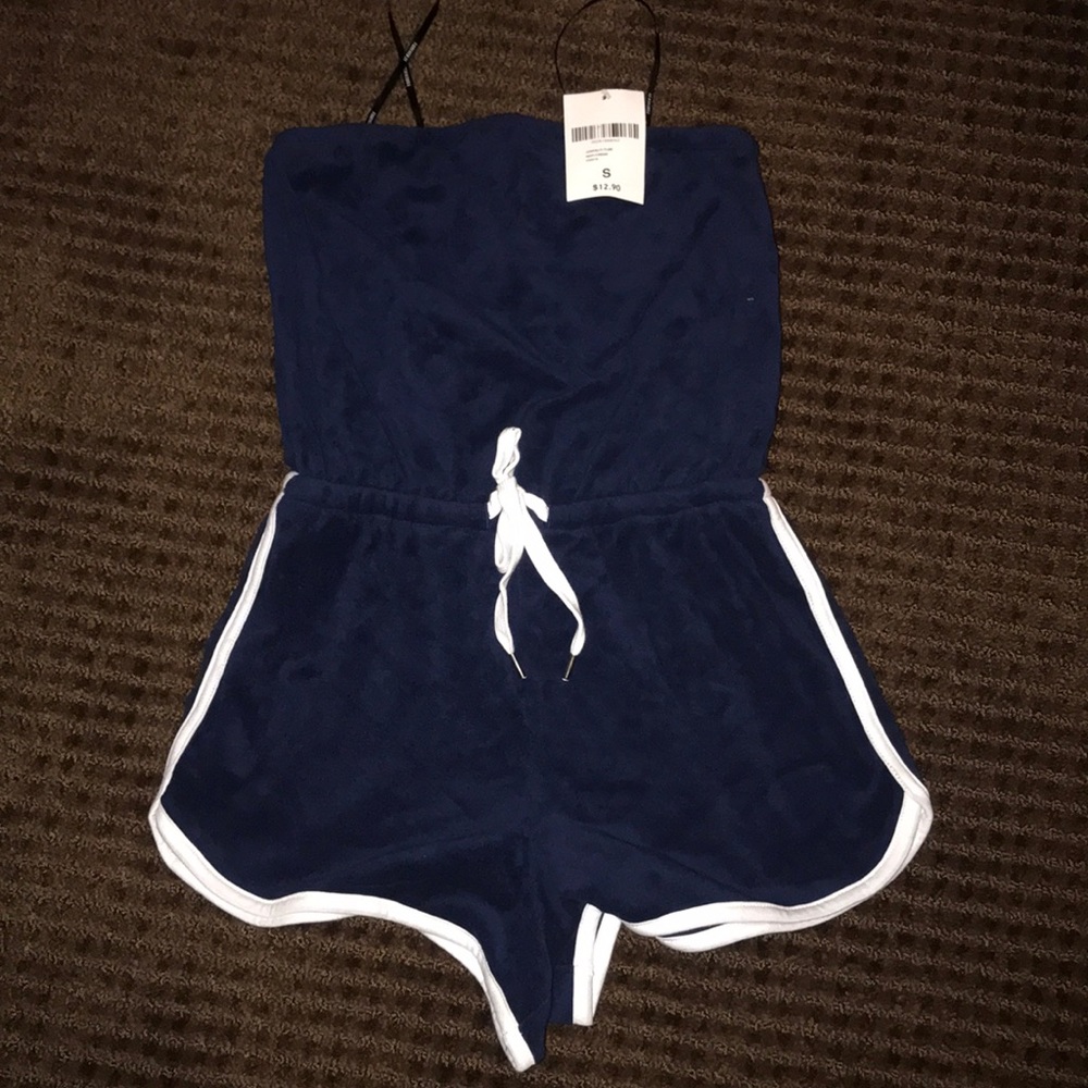 Blue and white romper
